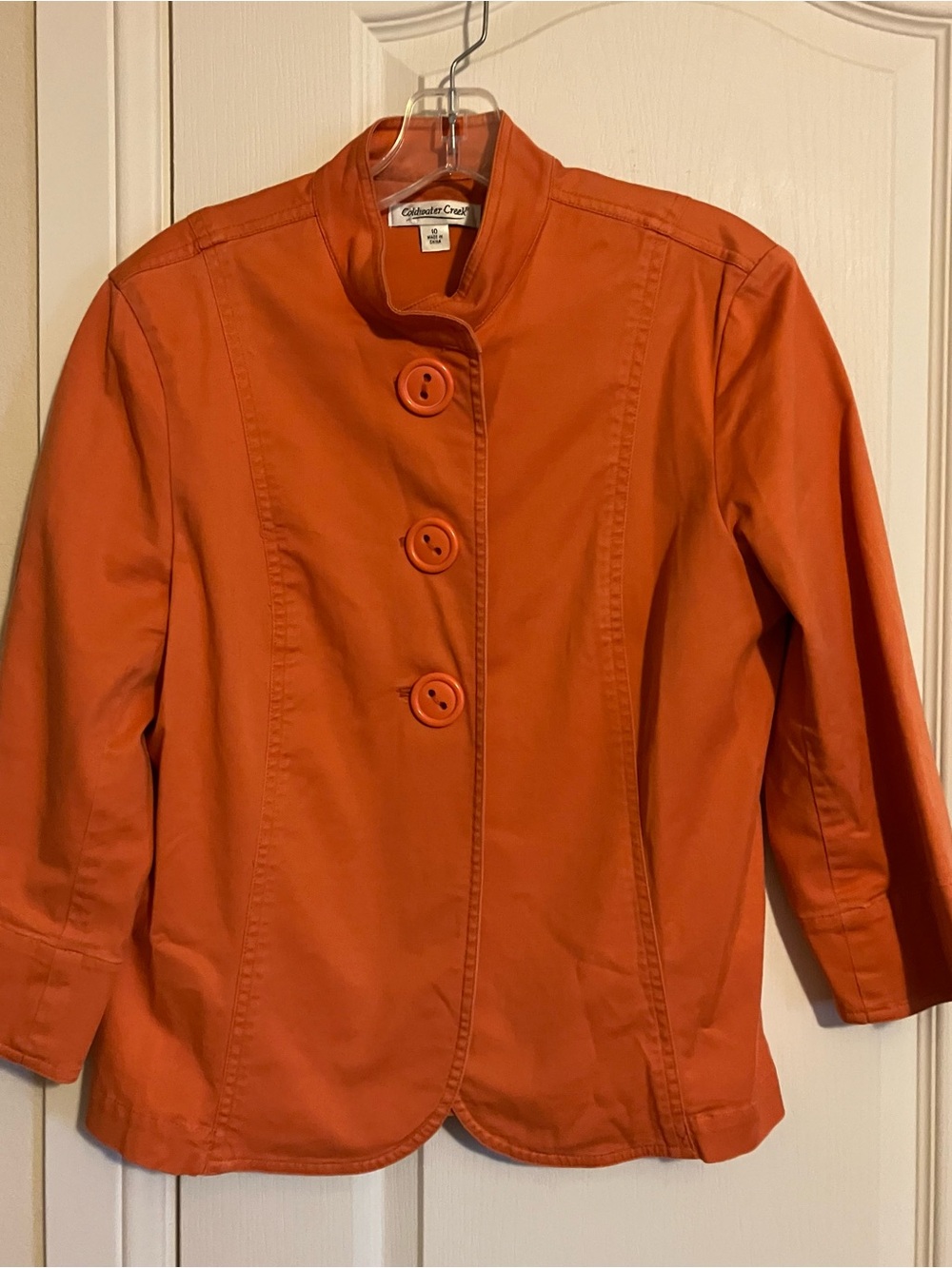 Coldwater Creek Women's Vibrant Orange Stand Collar Jacket